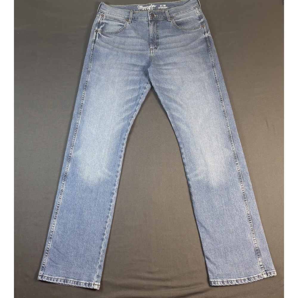 Wrangler Retro Jeans Size 34 x 34 (34x33) Light Wash Bozeman Slim Straight Leg